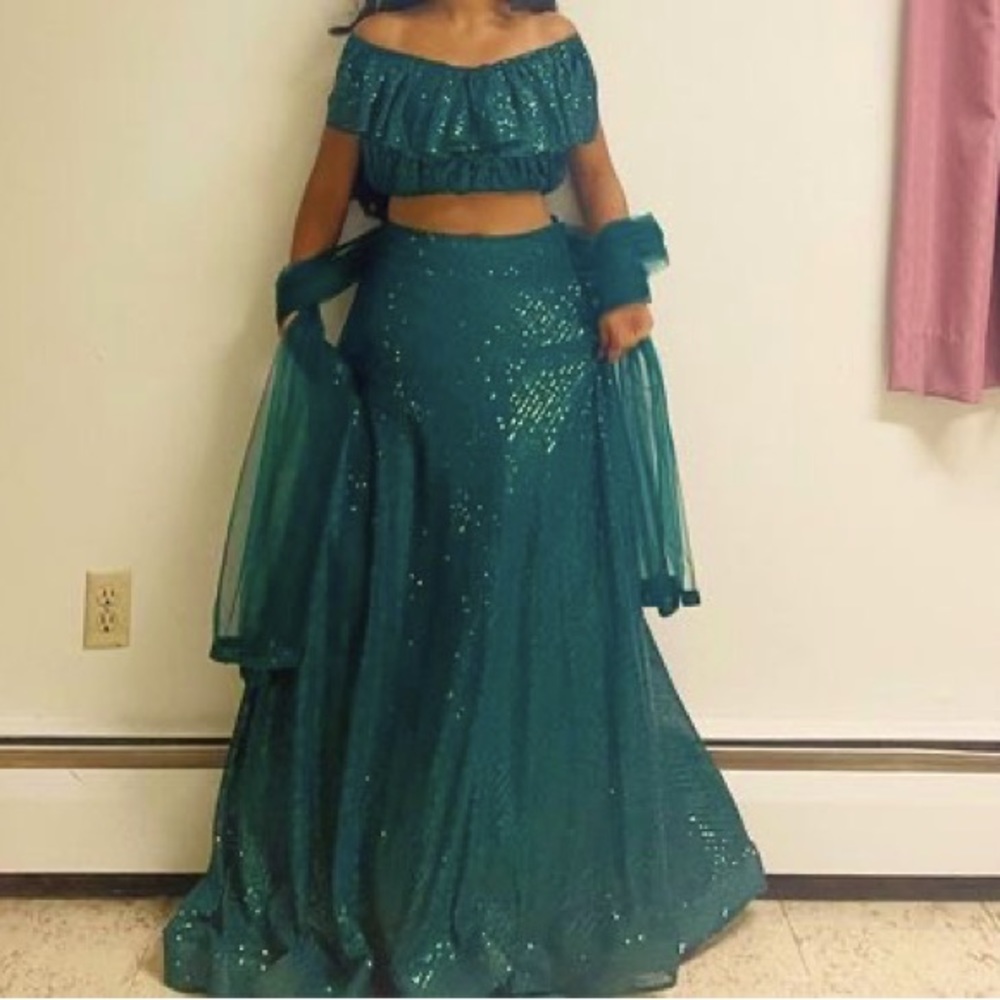 Green lehenga set